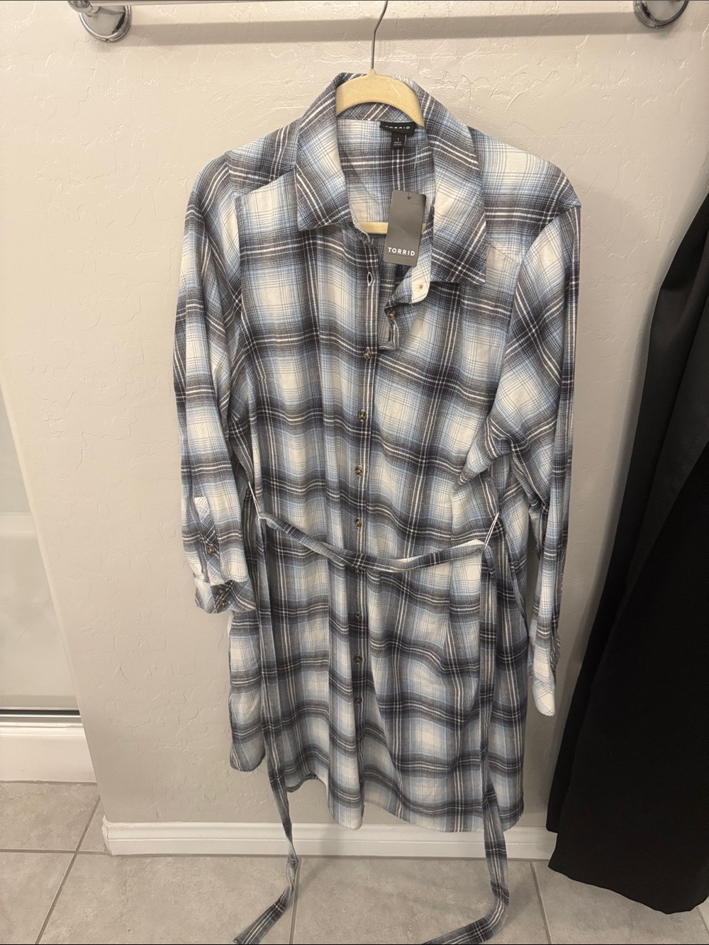 torrid Blue and White Plaid Button-Up Shirt Dress